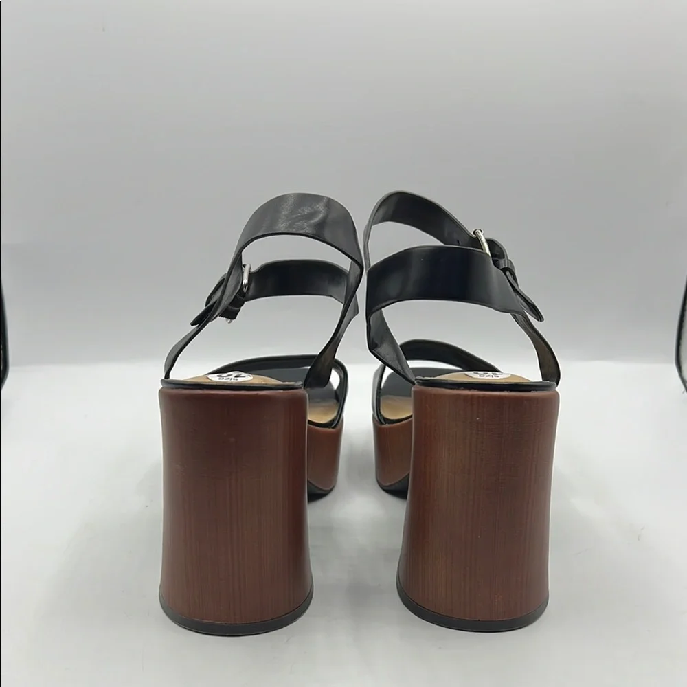 Nine West Sz‎ 10 Openit 9 Black and Brown Platform Sandals NEW